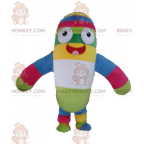 Traje de mascote BIGGYMONKEY™ de pelúcia multicolorida. Traje