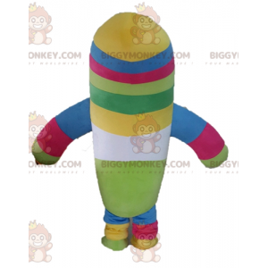 Traje de mascote BIGGYMONKEY™ de pelúcia multicolorida. Traje