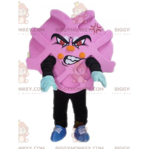 BIGGYMONKEY™ costume da mascotte promozionale rosa e nero.