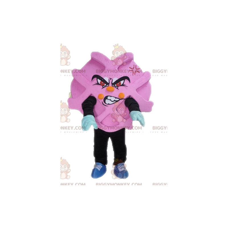 BIGGYMONKEY™ pink and black promotional mascot costume. Waffle