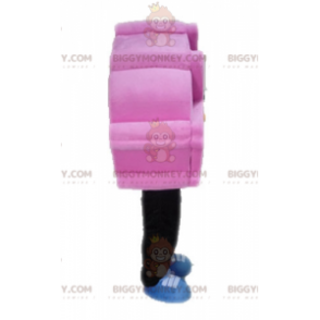 BIGGYMONKEY™ pink and black promotional mascot costume. Waffle