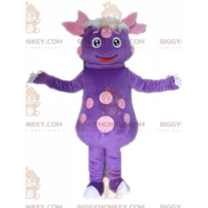 Polka Dot Dinosaur BIGGYMONKEY™ Maskotdräkt. Purple Creature
