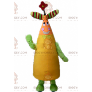 Kleurrijk en bloemig karakter BIGGYMONKEY™ mascottekostuum -