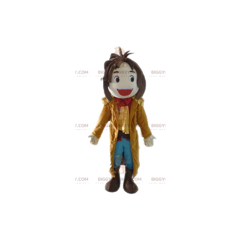 Traje de mascote de menino sorridente BIGGYMONKEY™ com casaco