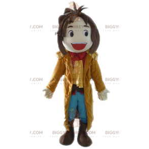 Traje de mascote de menino sorridente BIGGYMONKEY™ com casaco