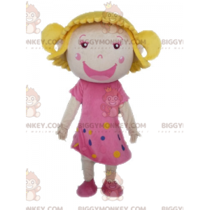 Costume de mascotte BIGGYMONKEY™ de fillette blonde avec une