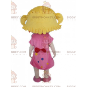 BIGGYMONKEY™ Mascot Costume Blonde Girl With Pink Dress –