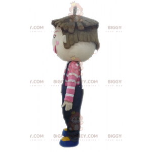 BIGGYMONKEY™ Boy In Overalls Mascot Costume. Kid's BIGGYMONKEY™