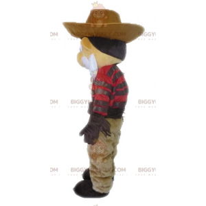Mustachioed Cowboy BIGGYMONKEY™ Mascot Costume In Traditional