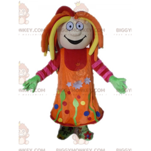 Costume de mascotte BIGGYMONKEY™ de fillette colorée avec des