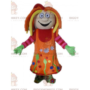 Traje de mascote menina colorida BIGGYMONKEY™ com dreads –