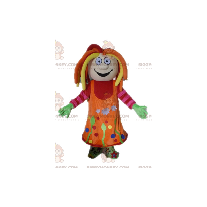 BIGGYMONKEY™ Costume da mascotte da ragazza colorata con