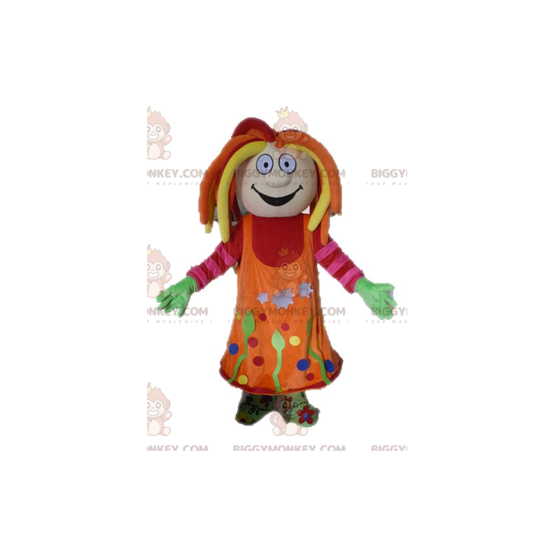 Traje de mascote menina colorida BIGGYMONKEY™ com dreads –
