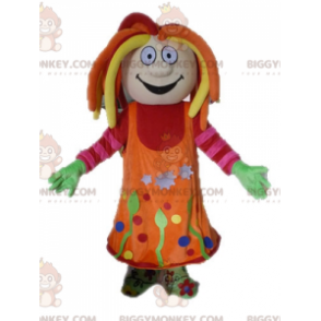 BIGGYMONKEY™ Colorful Girl Mascot Costume With Dreadlocks –