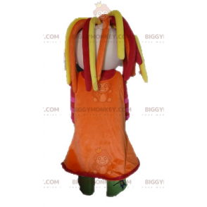 BIGGYMONKEY™ Disfraz de mascota de chica colorida con rastas -