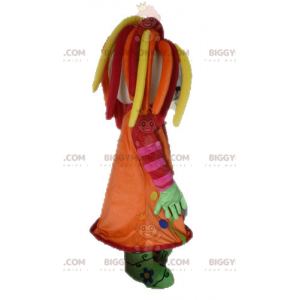 Traje de mascote menina colorida BIGGYMONKEY™ com dreads –