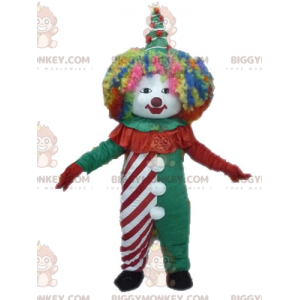Bunter Clown BIGGYMONKEY™ Maskottchenkostüm. Zirkus