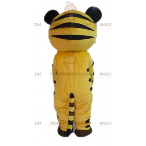 Gele en zwarte tijger BIGGYMONKEY™ mascottekostuum. Katachtig
