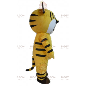 Gelbes und schwarzes Tiger-BIGGYMONKEY™-Maskottchen-Kostüm.