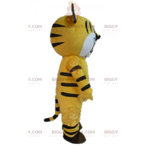 Keltainen ja musta tiikeri BIGGYMONKEY™ maskottiasu. Kissan