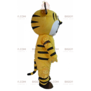 Traje de mascote BIGGYMONKEY™ de tigre amarelo e preto. Traje