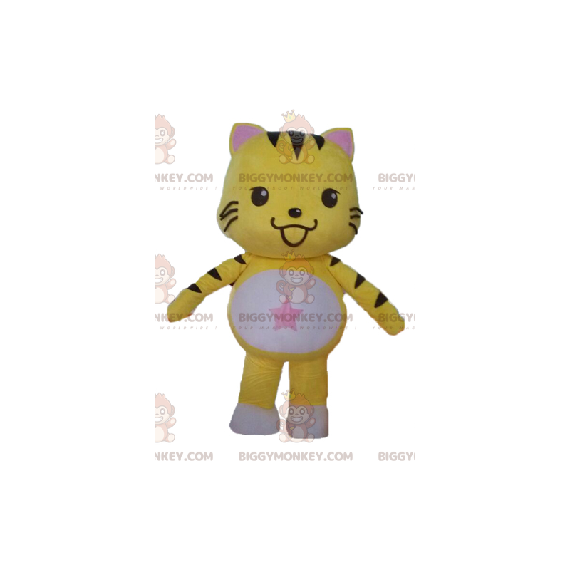 Traje de mascote BIGGYMONKEY™ gato amarelo e Cortar L (175-180CM)