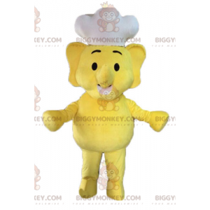 Traje da mascote do elefante amarelo BIGGYMONKEY™. Traje de
