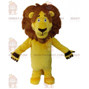 Kostým maskota obřího žlutého lva BIGGYMONKEY™. Kočičí kostým