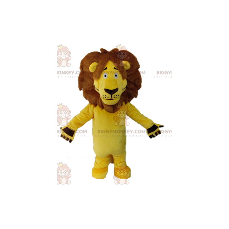 Kostým maskota obřího žlutého lva BIGGYMONKEY™. Kočičí kostým