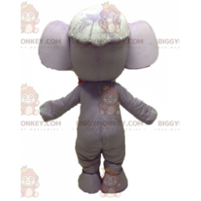 Paars en roze olifant BIGGYMONKEY™ mascottekostuum. Paars