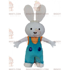 Plush Bunny BIGGYMONKEY™ Mascot Costume With Overalls –