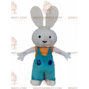 Plys Bunny BIGGYMONKEY™ maskotkostume med overalls -