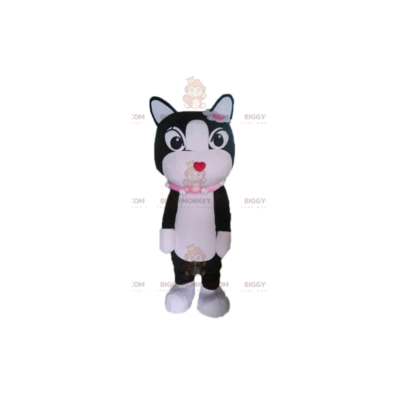 Costume de mascotte BIGGYMONKEY™ de chat noir et blanc. Costume