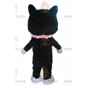 Mustavalkoinen kissan BIGGYMONKEY™ maskottiasu. Kissan