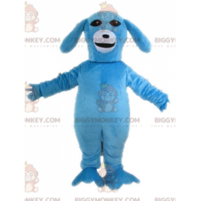 Blau-weißer Hund BIGGYMONKEY™ Maskottchen-Kostüm. Blaues Tier