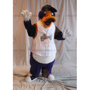 Costume de mascotte BIGGYMONKEY™ de canard orange violet et