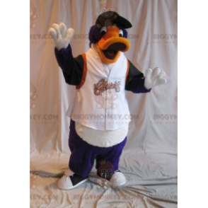 Costume de mascotte BIGGYMONKEY™ de canard orange violet et