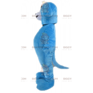 Blå och vit hund BIGGYMONKEY™ maskotdräkt. Blue Animal