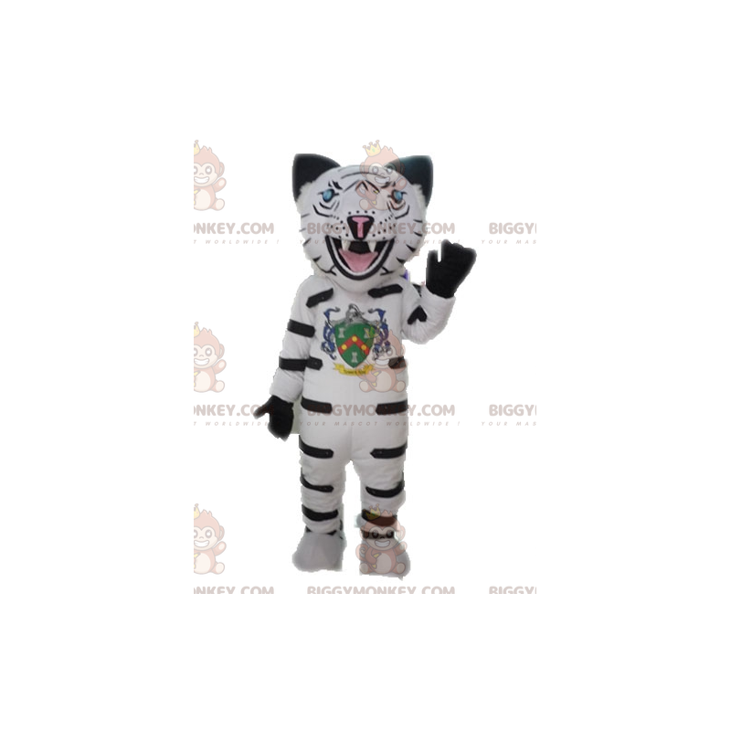 BIGGYMONKEY™ costume mascotte lince leopardata bianca. Costume