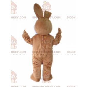 Měkký a roztomilý kostým maskota hnědobílého králíka