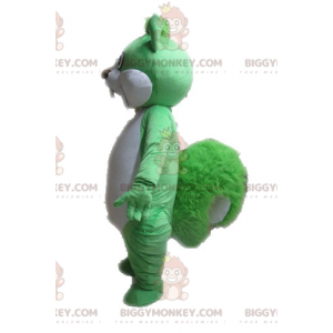 Disfraz de mascota de ardilla gigante verde y blanca
