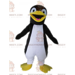 Kostium maskotka olbrzymiego czarno-żółto-białego pingwina
