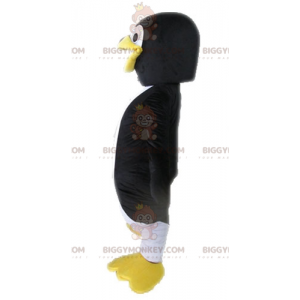 Costume da mascotte gigante nero giallo e pinguino bianco