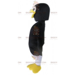 Traje de mascote gigante de pinguim preto amarelo e branco