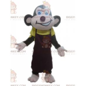 Traje de mascote de macaco marrom com aparência feroz