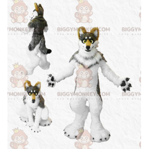 Fantasia de mascote de cachorro tricolor peludo BIGGYMONKEY™ –