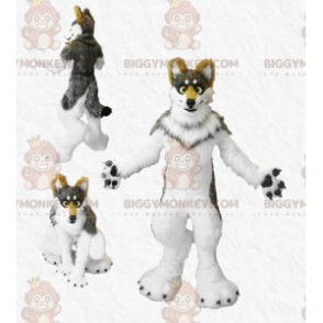 Γούνινο τρίχρωμο κοστούμι μασκότ σκύλου BIGGYMONKEY™ -