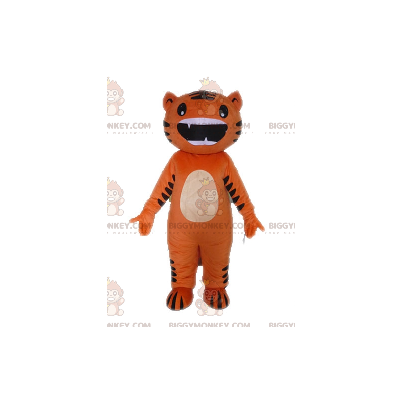 Costume de mascotte BIGGYMONKEY™ de chat orange et noir rigolo