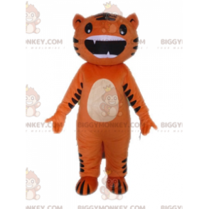 Costume de mascotte BIGGYMONKEY™ de chat orange et noir rigolo