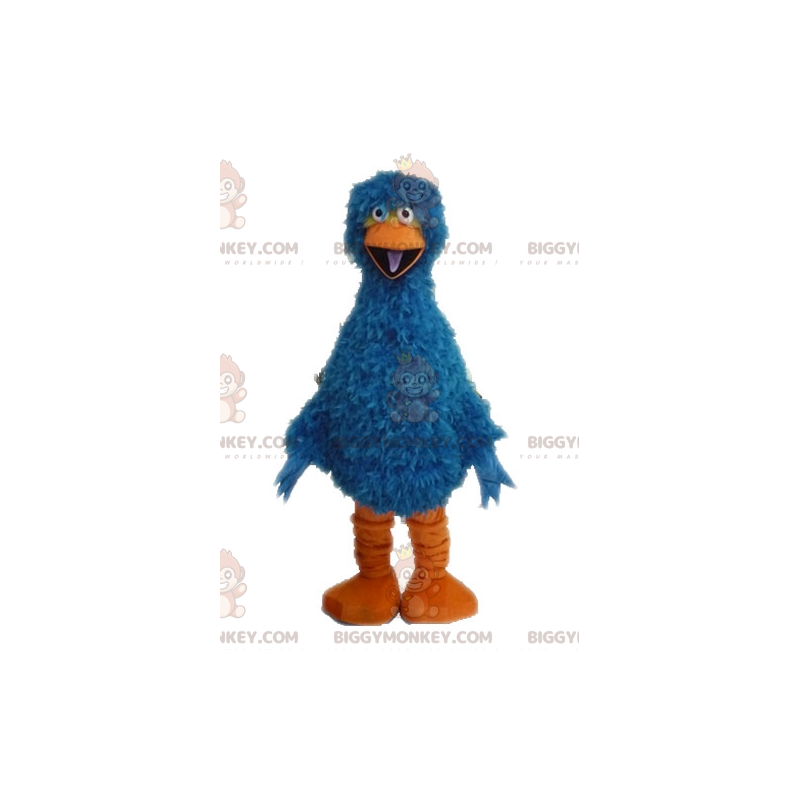 Αστεία γούνινο μπλε και πορτοκαλί πουλάκι μασκότ BIGGYMONKEY™ -